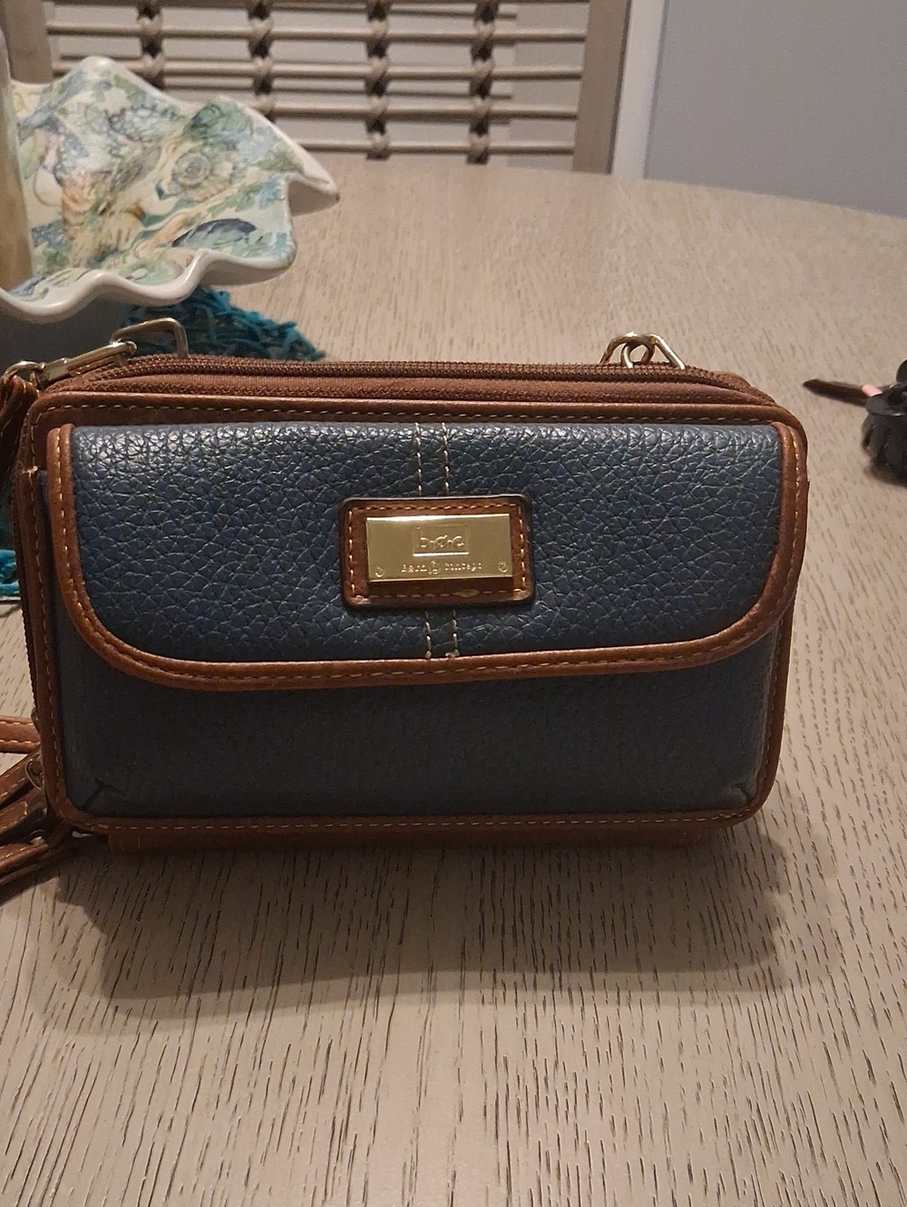 Blue and Brown Crossbody Wallet - BOC  Born Concept